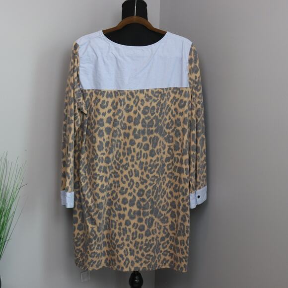 Crazy Train She's All That Tunic Dress Size Large Chambray Leopard - Picture 2 of 5